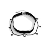 Goth Double Layers Star Moon Pendant Necklace