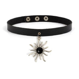 Gothic Punk Leather Collar Women's Necklace Heart Pendant