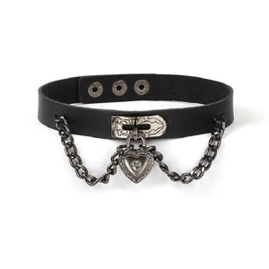 Gothic Punk Leather Collar Women's Necklace Heart Pendant