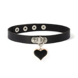 Gothic Punk Leather Collar Women's Necklace Heart Pendant