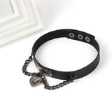 Gothic Punk Leather Collar Women's Necklace Heart Pendant