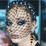 Crystal Rhinestone Mesh Hair Band Head Hoop Headband Cover Face Veil