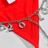 Crystal Letter Year Charm Body Chain Waist Belt Women