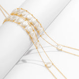 Boho Pearl Cross Body Chain Necklace for Women