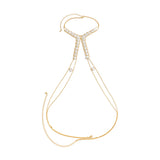 Boho Pearl Cross Body Chain Necklace for Women