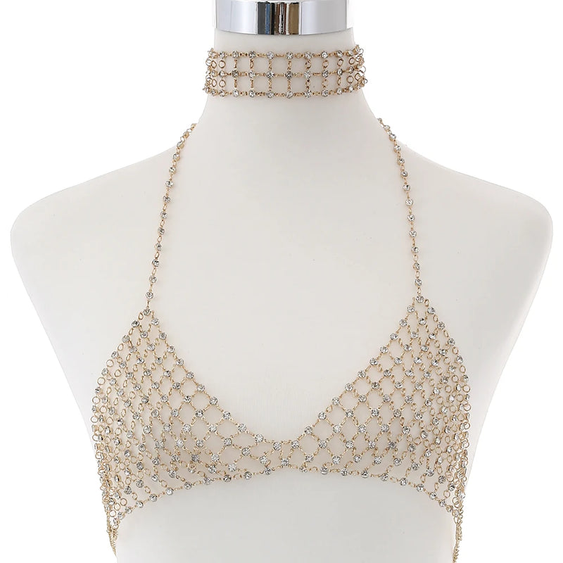 Sexy Rhinestone Bra Chain Body Accessories Jewelry