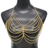 Sexy Chest Bra Thin Chain Waist Belly Necklace Bikini Bra Chain