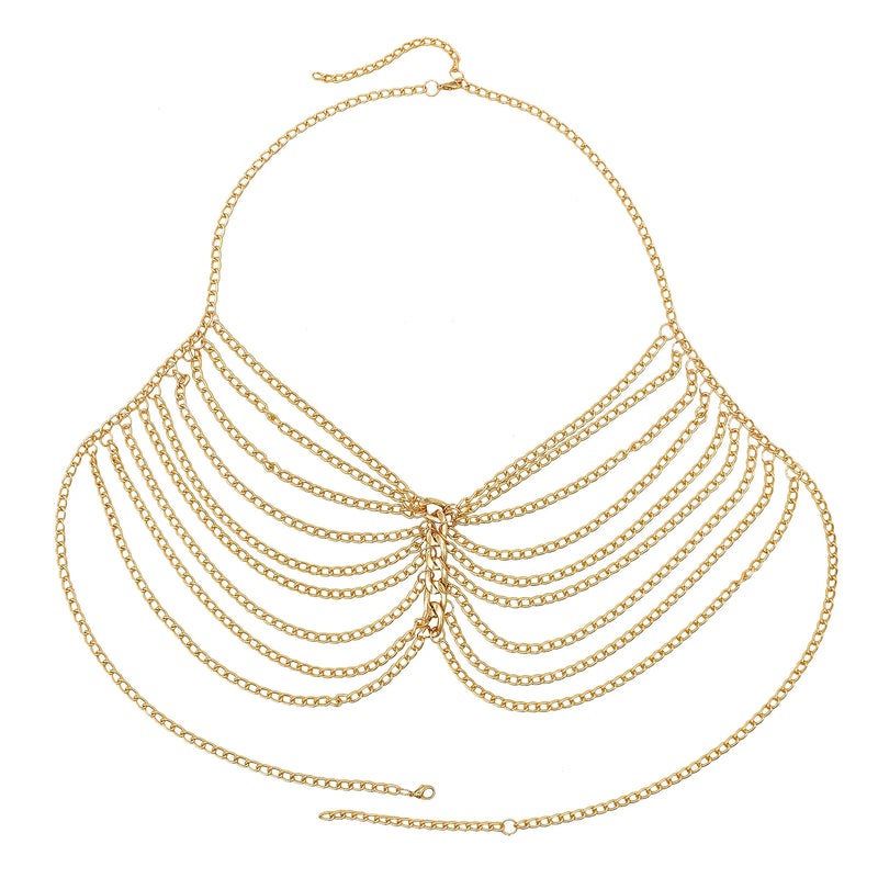 Sexy Chest Bra Thin Chain Waist Belly Necklace Bikini Bra Chain