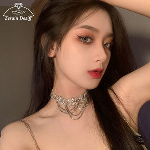 Sexy Rhinestone Tassel Necklace Dress Accessory Women Jewelry