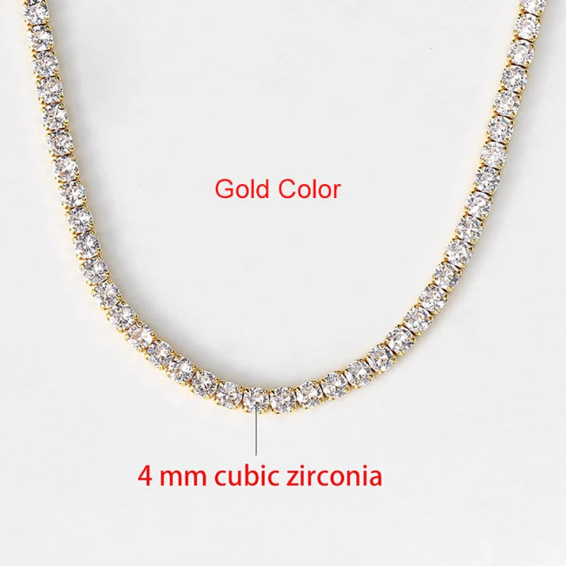 Iced Out Tennis Chain Necklace Women Zircon Crystal Short Hip-hop Neck Jewelry