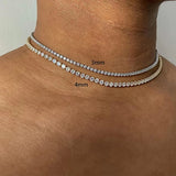 Iced Out Tennis Chain Necklace Women Zircon Crystal Short Hip-hop Neck Jewelry