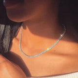 Iced Out Tennis Chain Necklace Women Zircon Crystal Short Hip-hop Neck Jewelry