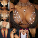 Sexy Crystal Bra Accessories Rhinestone Bikini Body Necklace