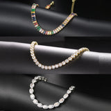 Crystal Tennis Choker Necklace Women Kpop Iced Out Cubic Zirconia Neck Chains