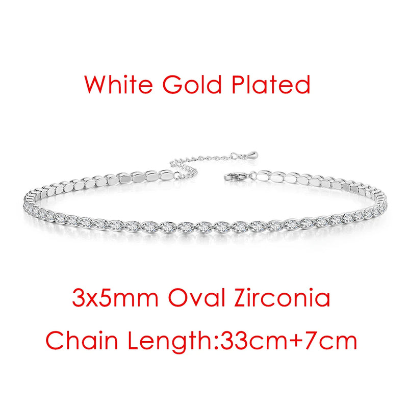 Crystal Tennis Choker Necklace Women Kpop Iced Out Cubic Zirconia Neck Chains