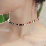 Crystal Tennis Choker Necklace Women Kpop Iced Out Cubic Zirconia Neck Chains