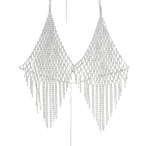 Sexy Bikini Pattern Long Tassel Rhinestone Chest Chain