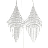 Sexy Bikini Pattern Long Tassel Rhinestone Chest Chain