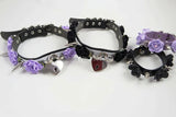 Sexy Harajuku Faux Leaather lolita Flower Rivets Collar Choker Necklace