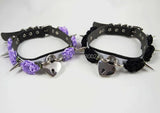 Sexy Harajuku Faux Leaather lolita Flower Rivets Collar Choker Necklace