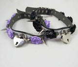Sexy Harajuku Faux Leaather lolita Flower Rivets Collar Choker Necklace