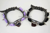 Sexy Harajuku Faux Leaather lolita Flower Rivets Collar Choker Necklace
