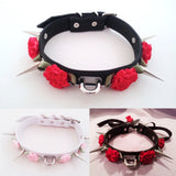 Sexy Harajuku Leather Lolita Flower Choker Punk Collar Necklace