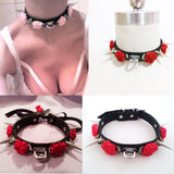 Sexy Harajuku Leather Lolita Flower Choker Punk Collar Necklace