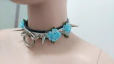 Harajuku Leather Lolita Flower Stud Rivets Punk Choker Necklace