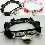 Sexy Harajuku Leather Lolita Flower Stud Rivets Punk Goth Collar Choker