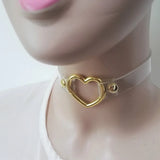 Sexy Harajuku Dark Heart Rivet Necklaces Clear Leather Choker
