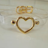 Sexy Harajuku Dark Heart Rivet Necklaces Clear Leather Choker