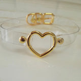 Sexy Harajuku Dark Heart Rivet Necklaces Clear Leather Choker