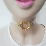 Sexy Harajuku Dark Heart Rivet Necklaces Clear Leather Choker