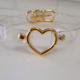 Sexy Harajuku Dark Heart Rivet Necklaces Clear Leather Choker