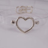 Harajuku Hot Dark O-round Rivet Necklaces Clear Leather Choker