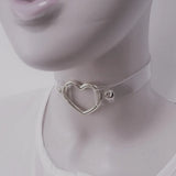 Harajuku Hot Dark O-round Rivet Necklaces Clear Leather Choker