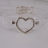 Harajuku Hot Dark O-round Rivet Necklaces Clear Leather Choker