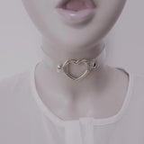 Harajuku Hot Dark O-round Rivet Necklaces Clear Leather Choker