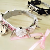 Harajuku Lolita Punk Goth LOCK High Rivet Necklaces Leather Choker
