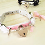 Harajuku Lolita Punk Goth LOCK High Rivet Necklaces Leather Choker