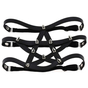 Sexy Heart Punk Rivet Garters Belt Women Layers Elastic Leg Garter Belt