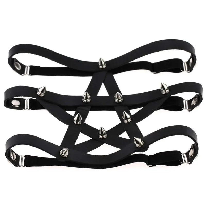 Sexy Heart Punk Rivet Garters Belt Women Layers Elastic Leg Garter Belt