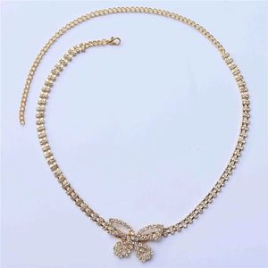 Tassel Rhinestone Necklace Butterfly Necklace Women