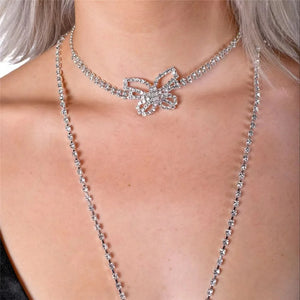 Tassel Rhinestone Necklace Butterfly Necklace Women