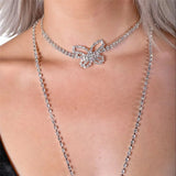 Tassel Rhinestone Necklace Butterfly Necklace Women