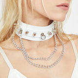 Sexy Goth Chain Pendant Spike Rivet Choker Pink Collar