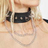 Sexy Goth Chain Pendant Spike Rivet Choker Pink Collar