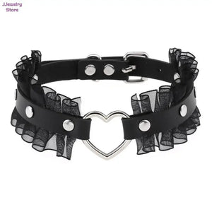 Sexy Gothic Heart Leather Chocker Necklace Punk Collar Women Men