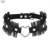 Sexy Gothic Heart Leather Chocker Necklace Punk Collar Women Men